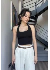 Kadın Siyah Halter Yaka Crop 0171