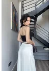 Kadın Siyah Halter Yaka Crop 0171