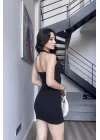 Kadın Siyah Halter Elbise 0179