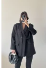 Kadın Siyah Çift Yaka Blazzer Ceket 0999-25088
