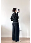 Kadın Siyah Fermuarlı Triko Takım 0999-9508