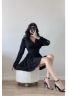 Kadın Siyah Gömlek Elbise 1041-2677