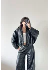Kadın Siyah İnce Deri Ceket 0999-8501