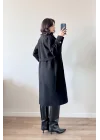 Kadın Siyah Kaşe Kaban 3122
