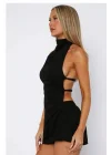 Kadın Siyah Miami Şort Bluz Takım 5430