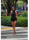 Kadın Siyah Miami Şort Bluz Takım 5430