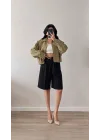 Kadın Siyah Oversize Şort 1017-4142