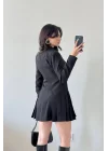 Kadın Siyah Pileli Ceket Elbise 1041-2707