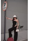 Kadın Siyah Straplez Takım 1006-5234