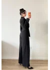 Kadın Siyah Takım Görünümlü Ceketli Tulum 1041-2735