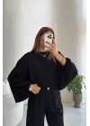 Kadın Siyah Yarasa Kol Oversize Bluz 1627