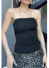 Kadın Siyah Yırtmaçlı Crop 0309
