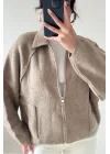 Kadın Vizon Fermuarlı Oversize Hırka 1014-2381