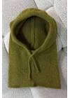 Kadın Yağ Yeşili Triko Balaklava Bere 594-14911