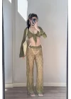 Kadın Yeşil Dantelli Pantolon 1017-0170