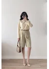 Kadın Yeşil Oversize Şort 1017-4142