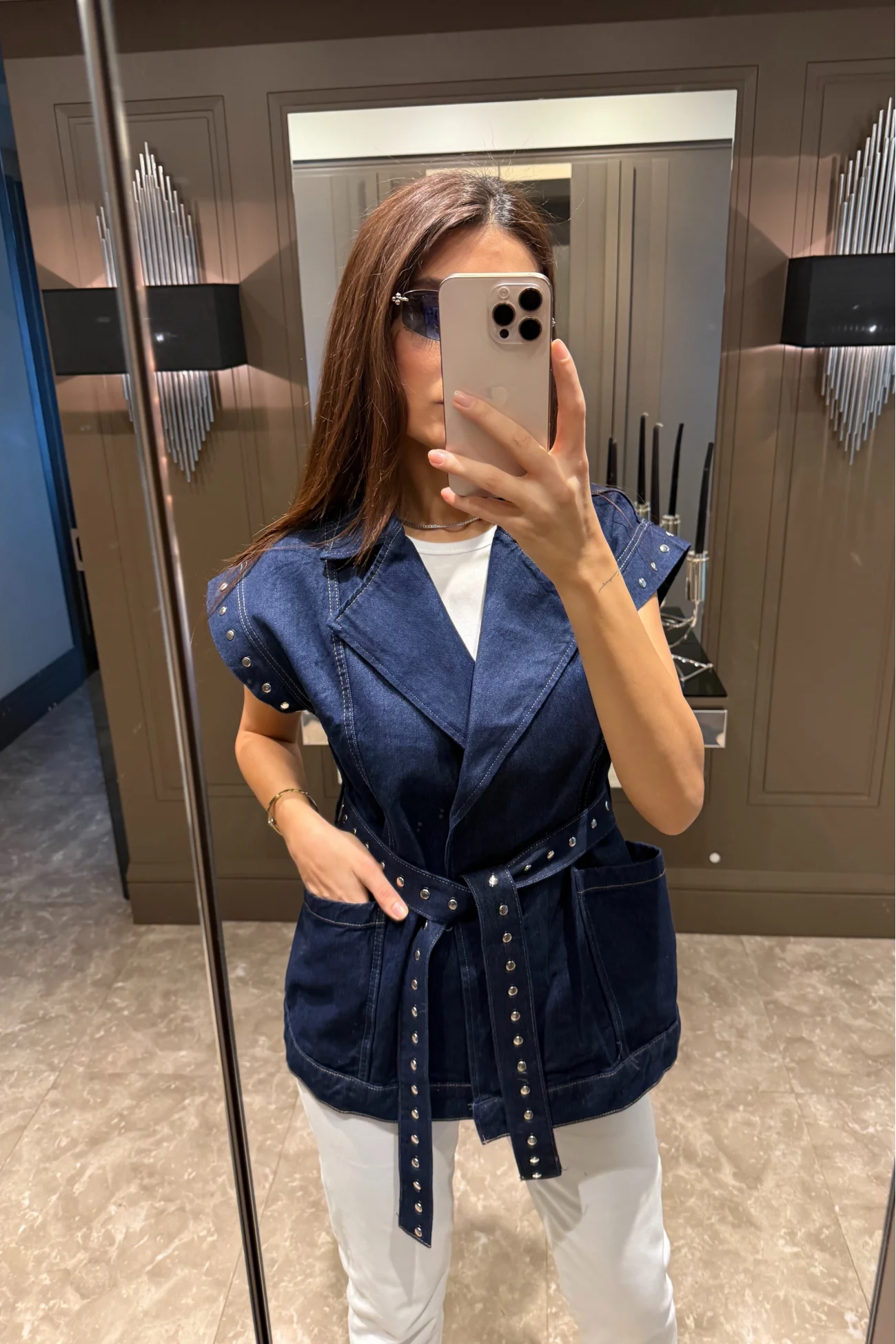 Kadın Mavi Kot Yelek 559-9103