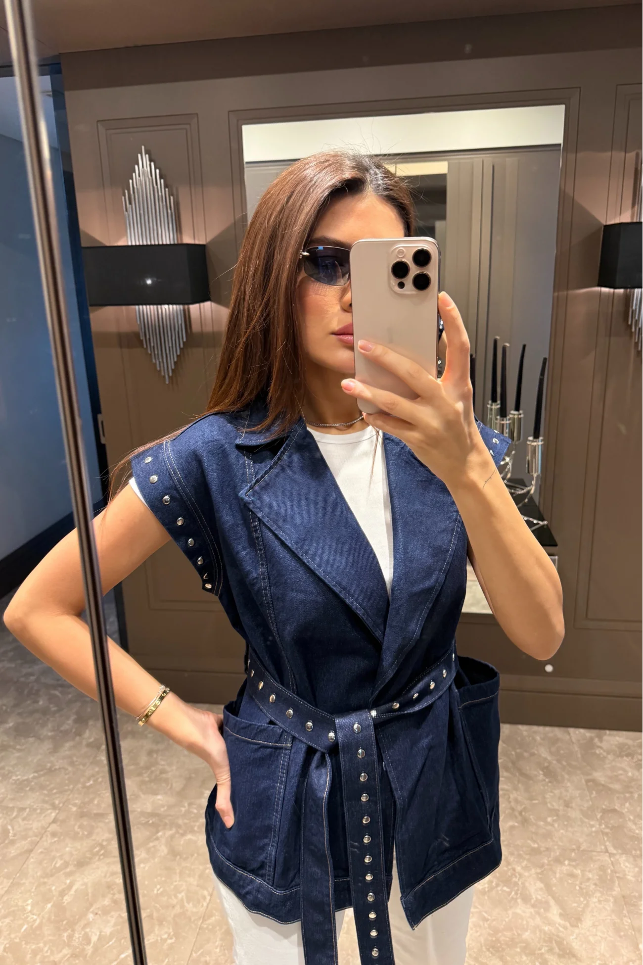 Kadın Mavi Kot Yelek 559-9103