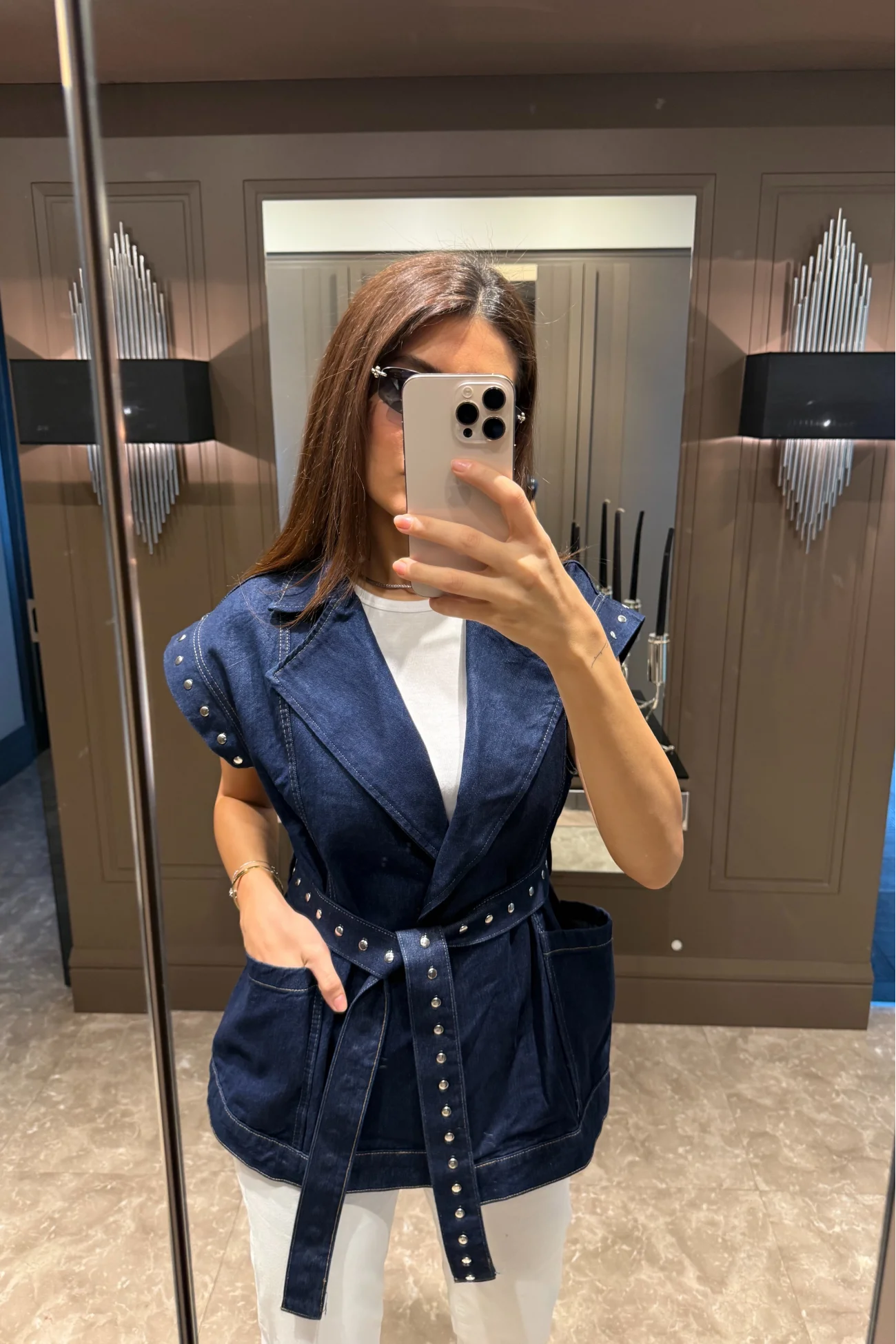 Kadın Mavi Kot Yelek 559-9103