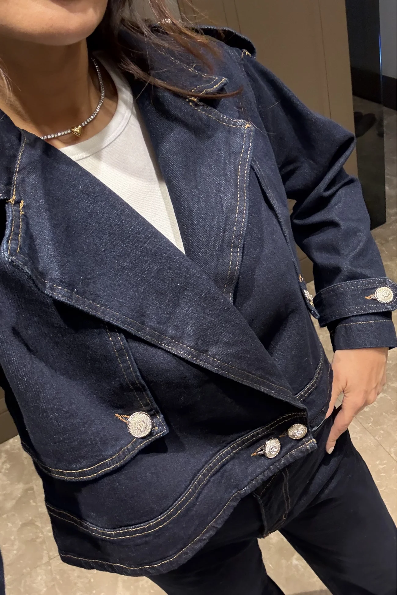 Kadın Mavi Kot Crop Pantolon Takım 0091