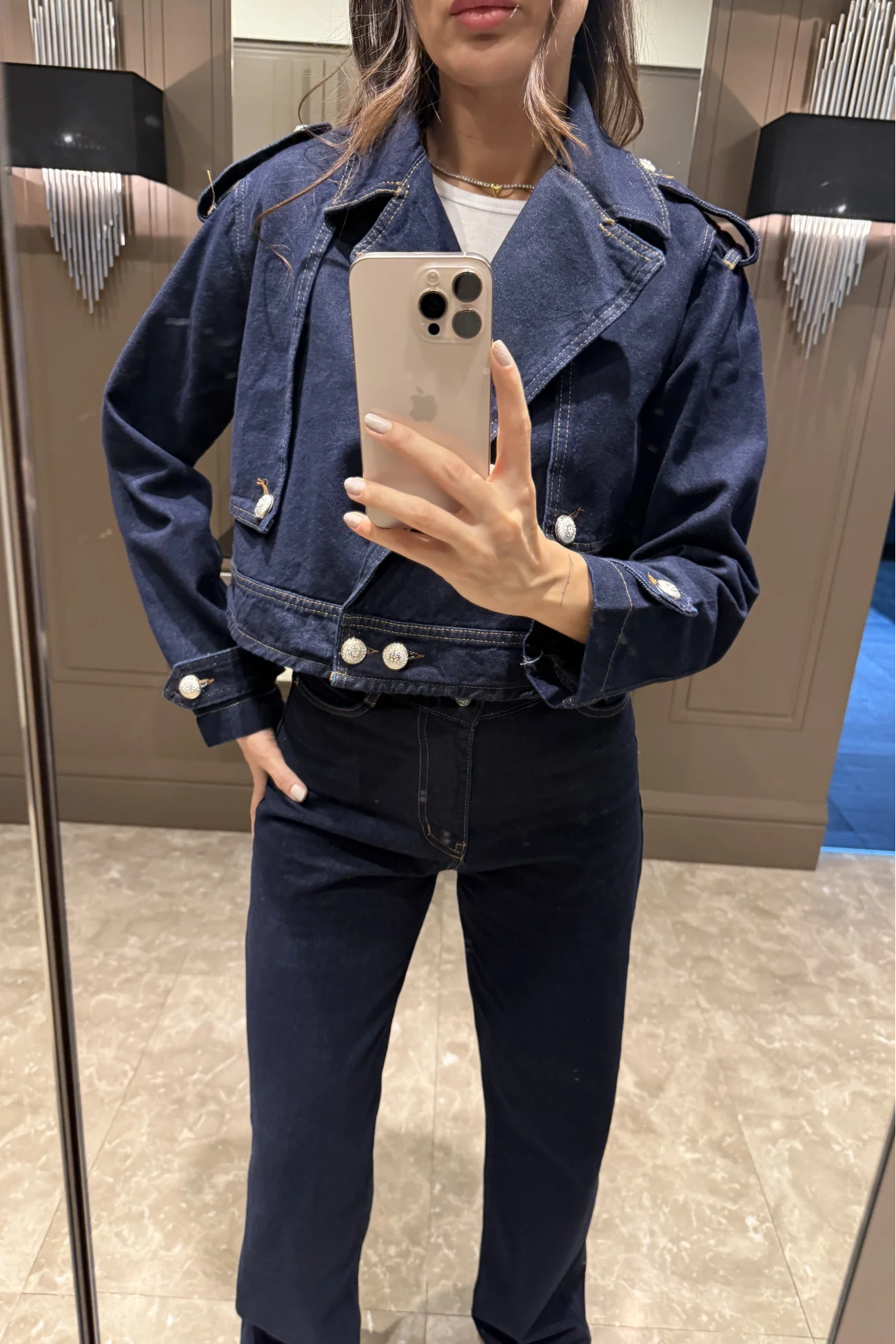 Kadın Mavi Kot Crop Pantolon Takım 0091