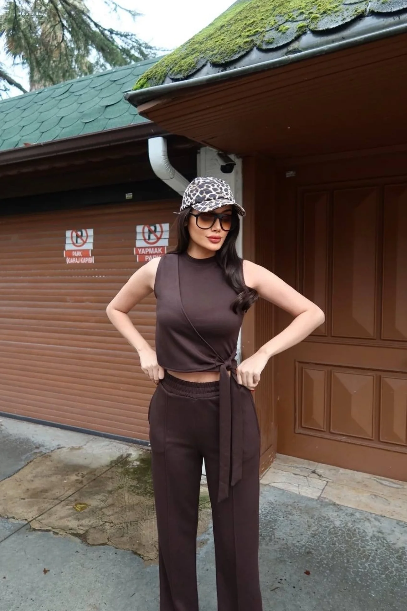 Kadın Kahve Bağlamalı İkili Takım Takım 2798