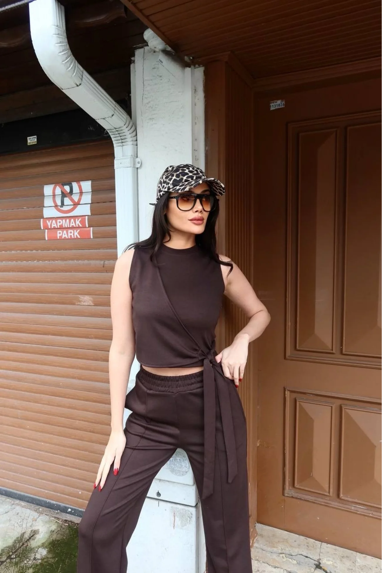 Kadın Kahve Bağlamalı İkili Takım Takım 2798