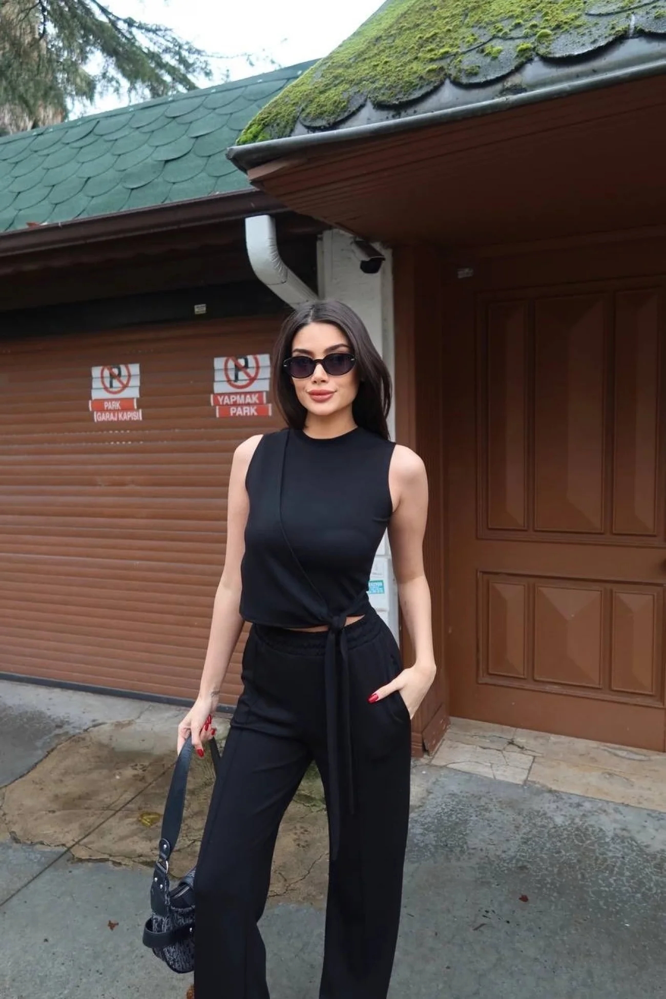 Kadın Siyah Bağlamalı İkili Takım Takım 2798