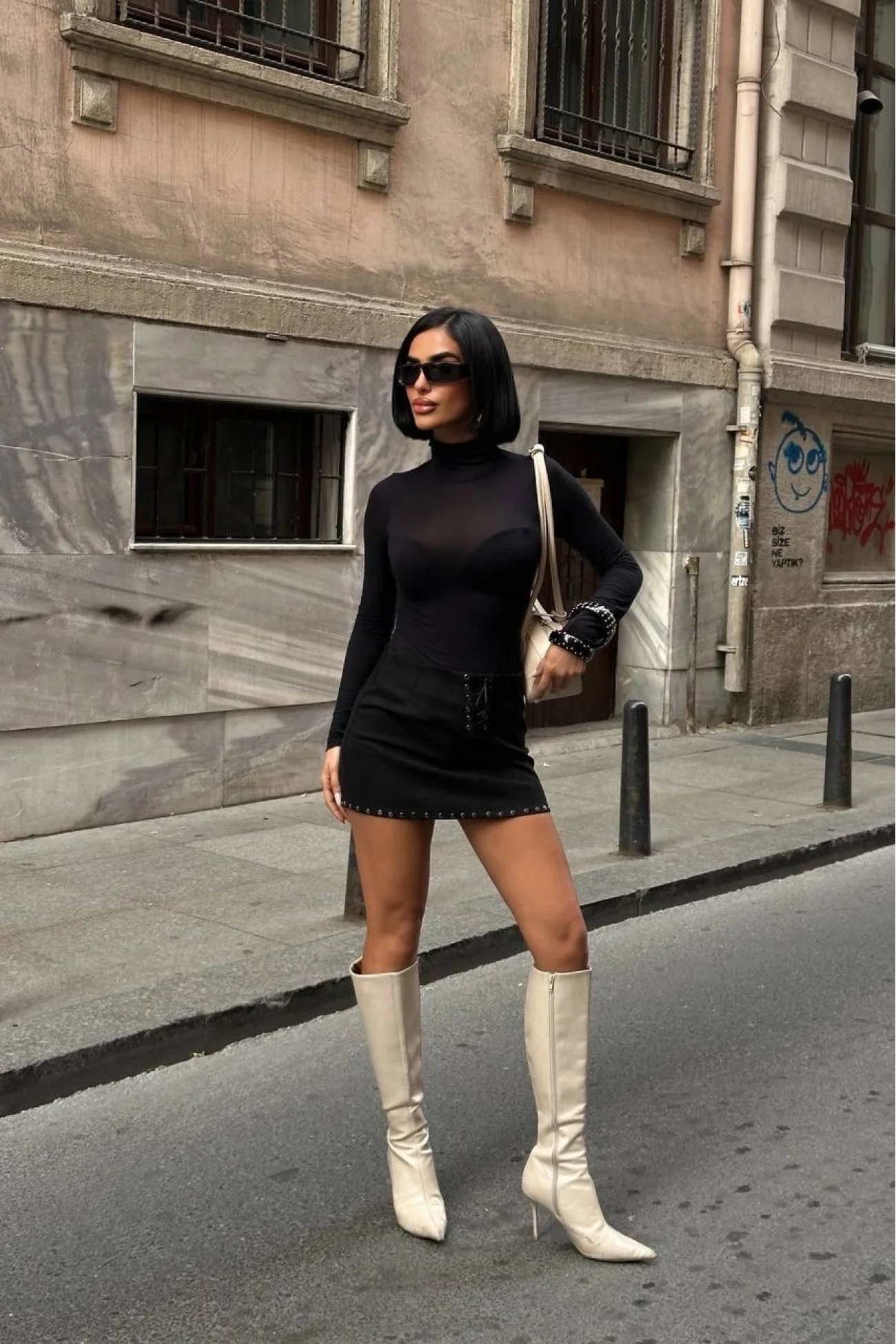 Kadın Siyah Süet Etek 1026-1773