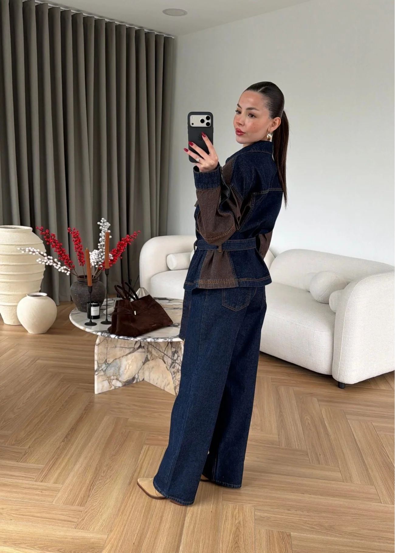 Kadın Kahverengi-Lacivert Kot Takım EKA-0071-240274