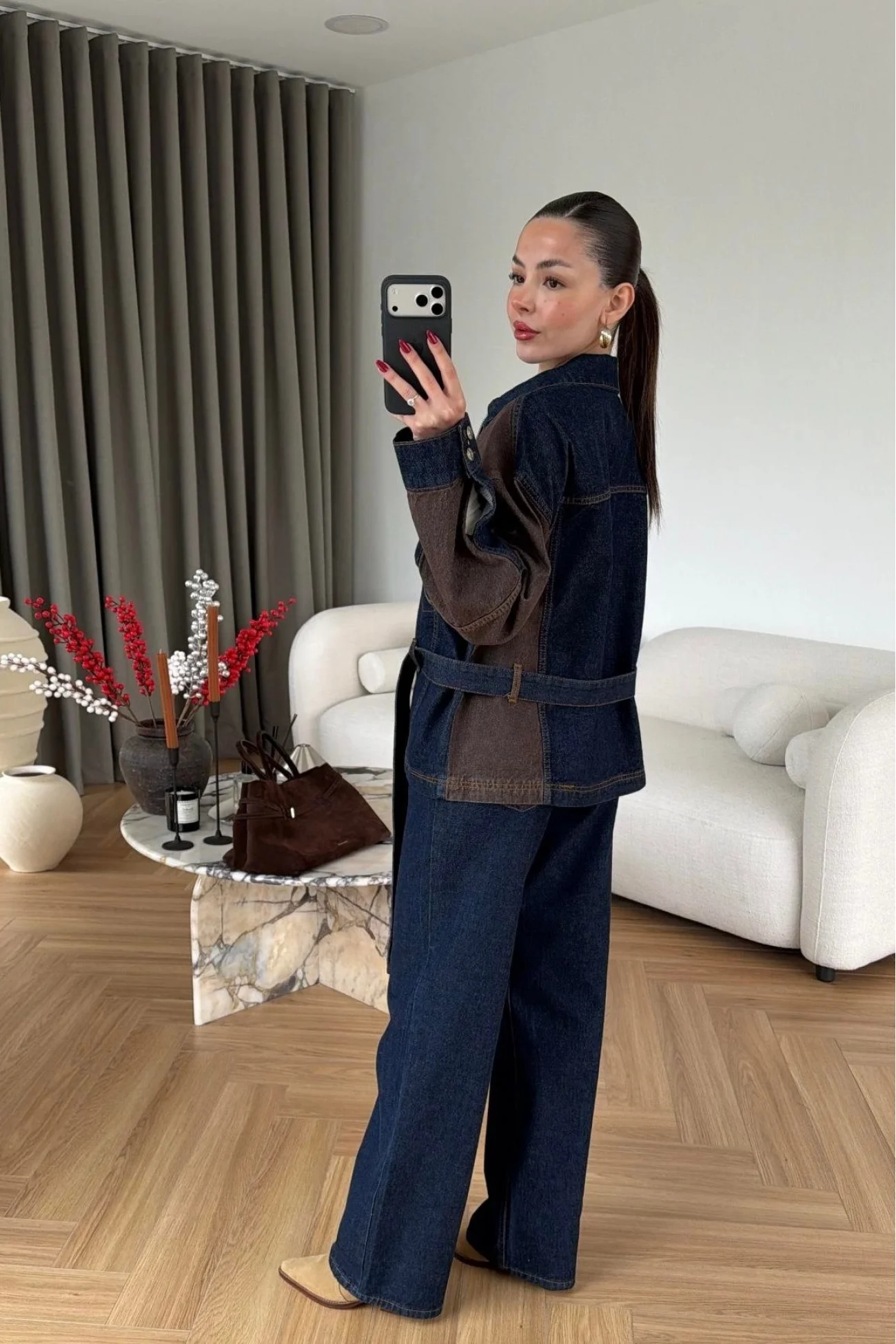 Kadın Kahverengi-Lacivert Kot Takım EKA-0071-240274