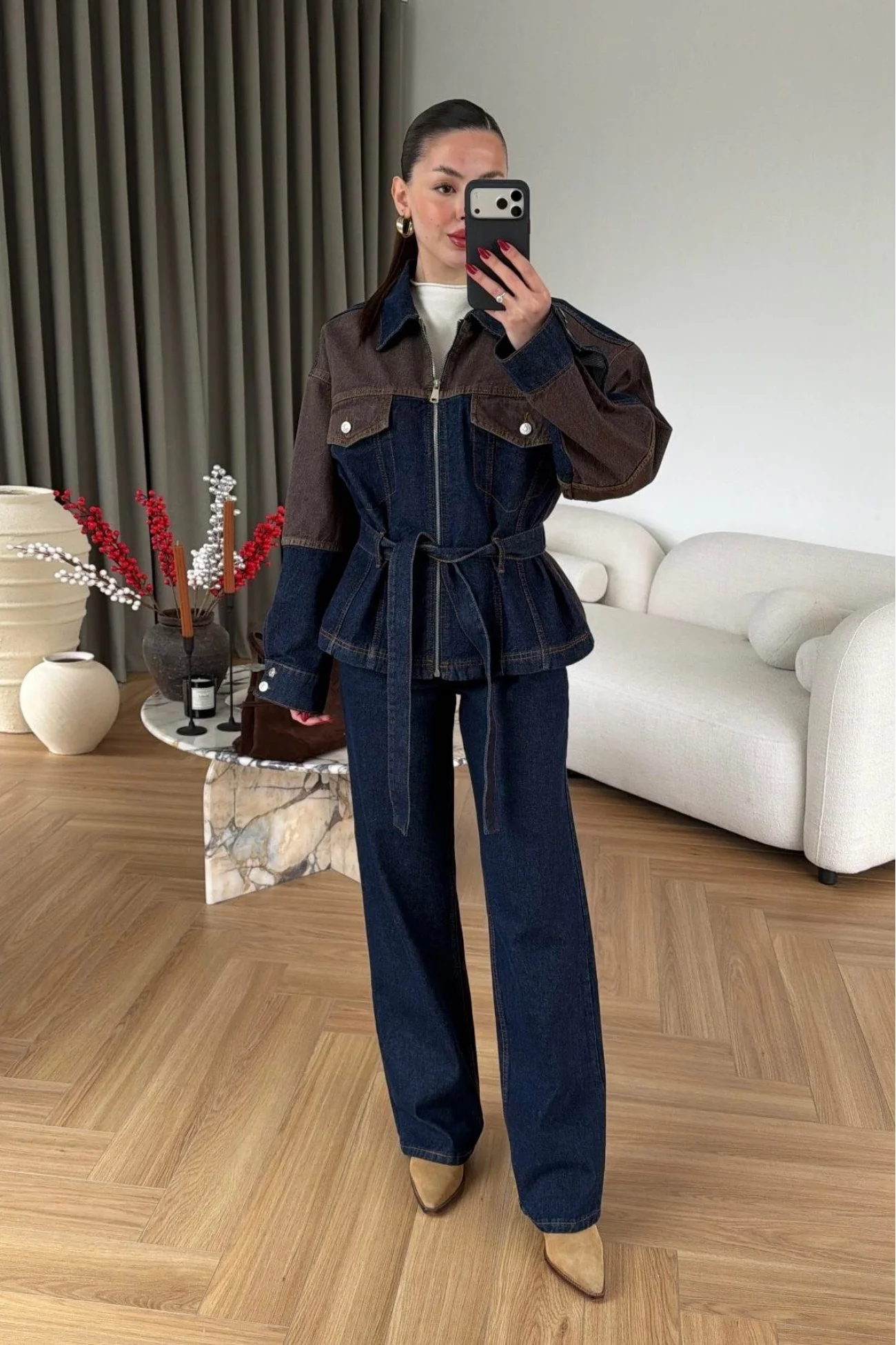 Kadın Kahverengi-Lacivert Kot Takım EKA-0071-240274