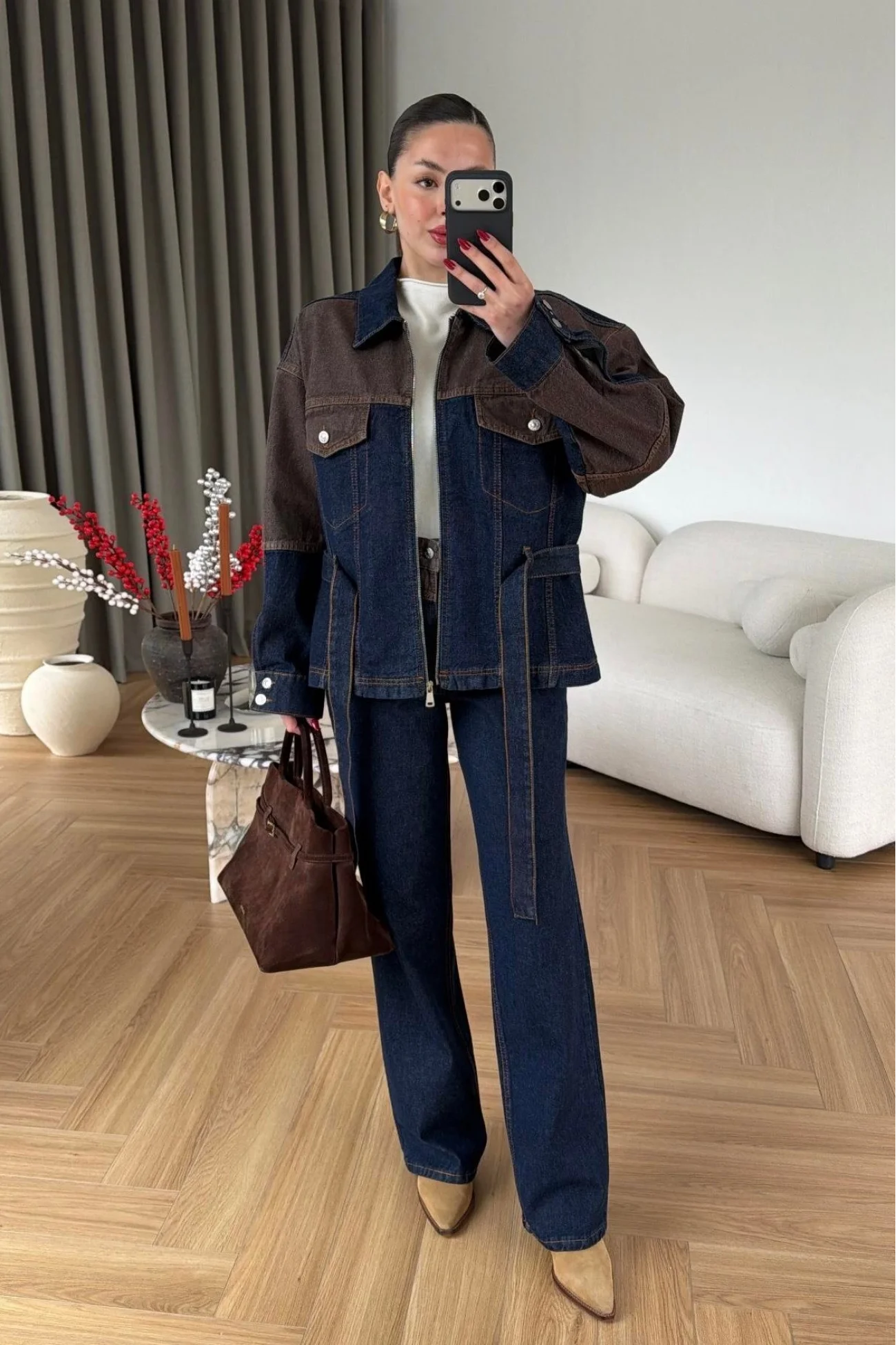 Kadın Kahverengi-Lacivert Kot Takım EKA-0071-240274