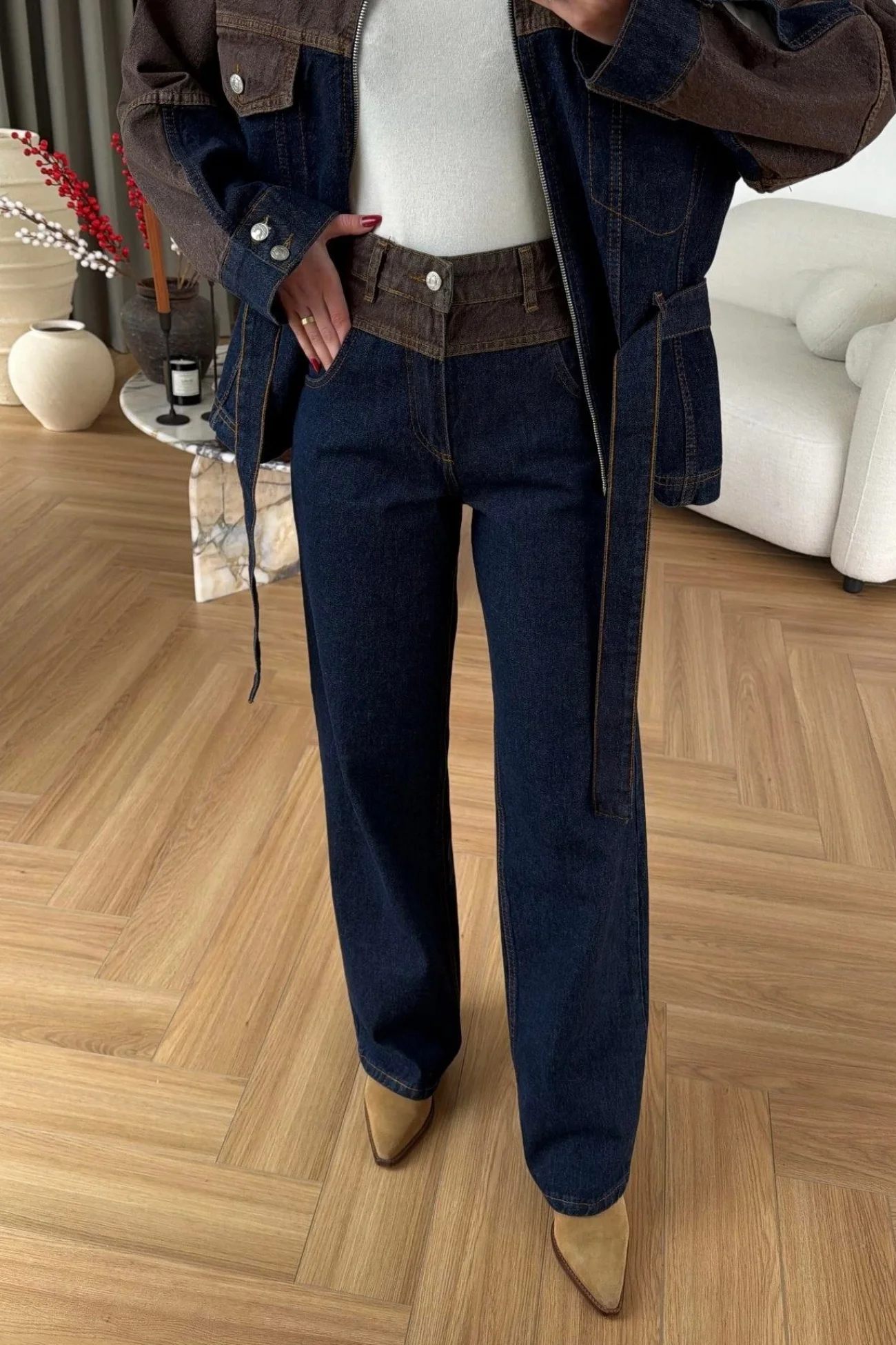 Kadın Kahverengi-Lacivert Kot Takım EKA-0071-240274