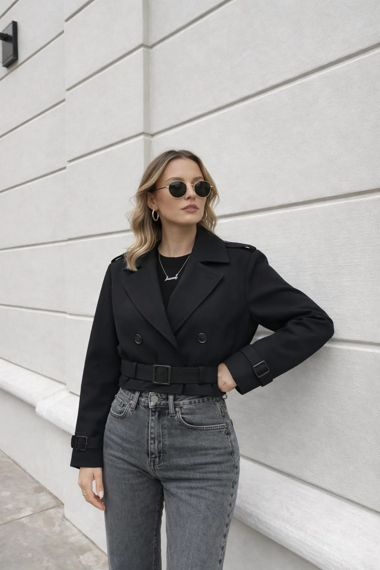 Kadın Siyah Kemer Detay Ceket 2915