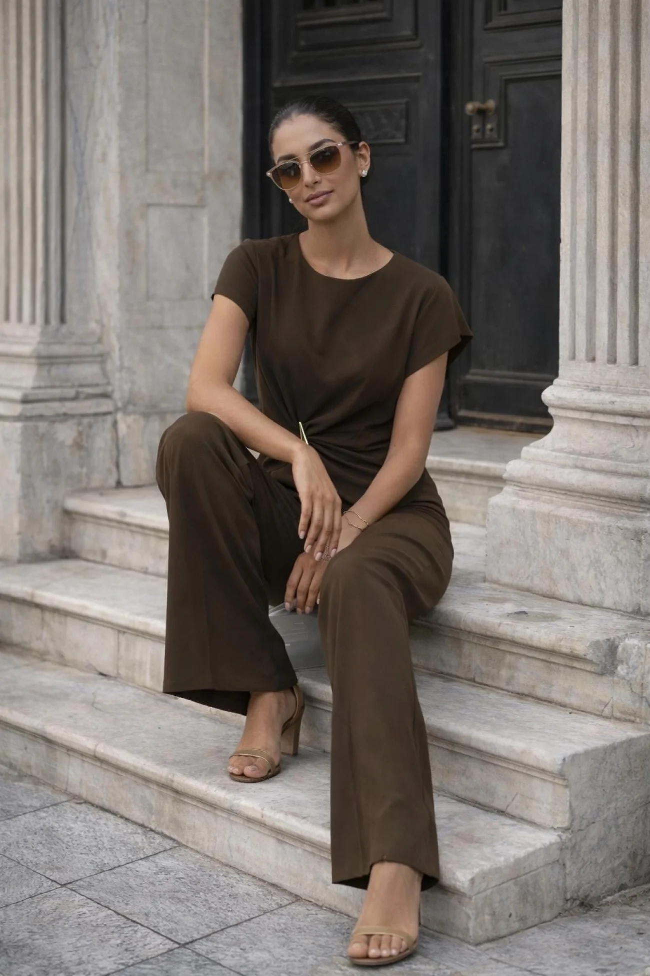 Kadın Kahve Aksesuar Detay Takım 60627