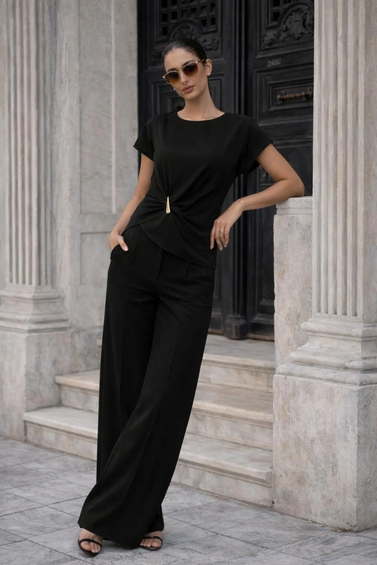 Kadın Siyah Aksesuar Detay Takım 60627