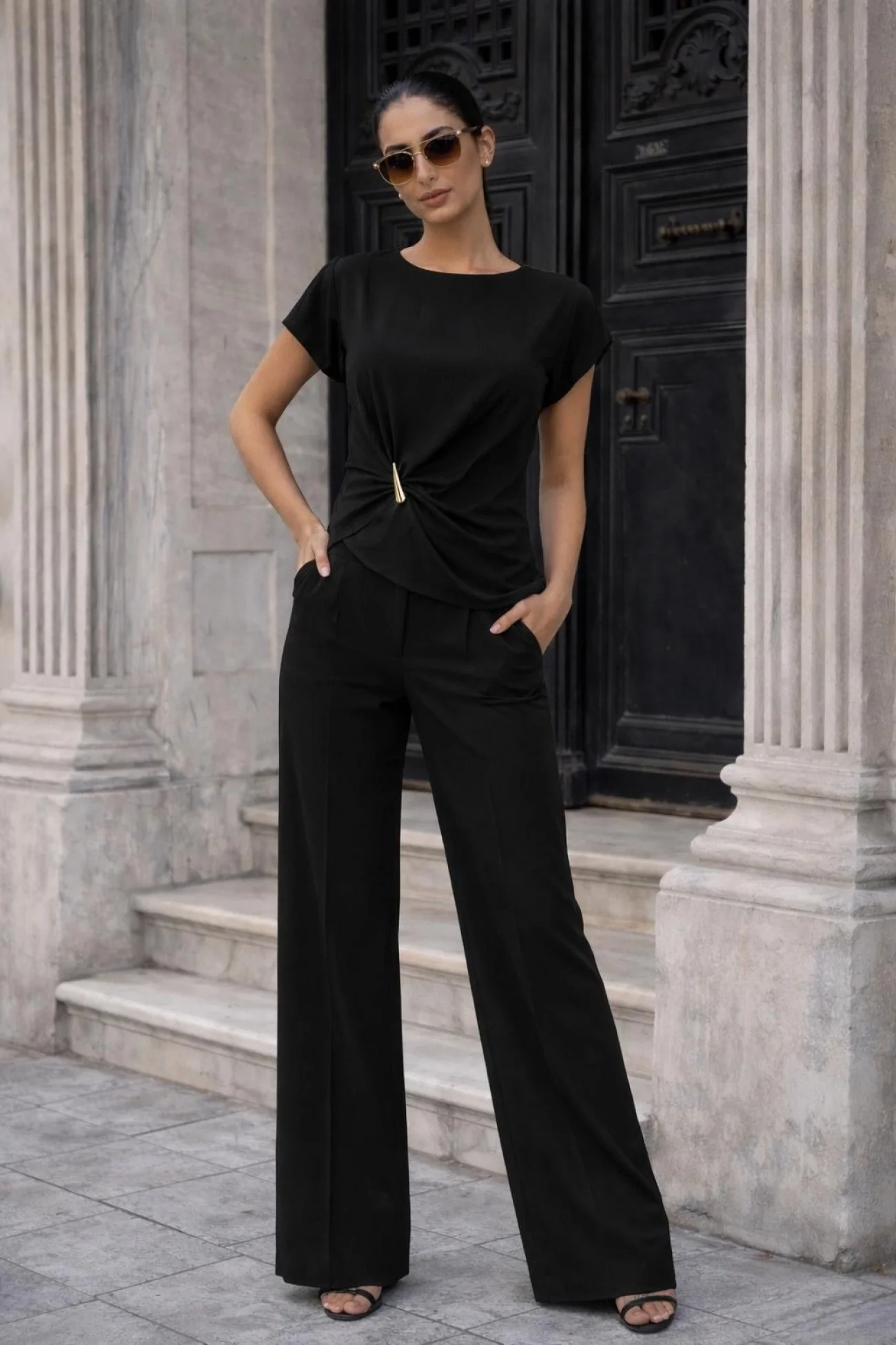 Kadın Siyah Aksesuar Detay Takım 60627