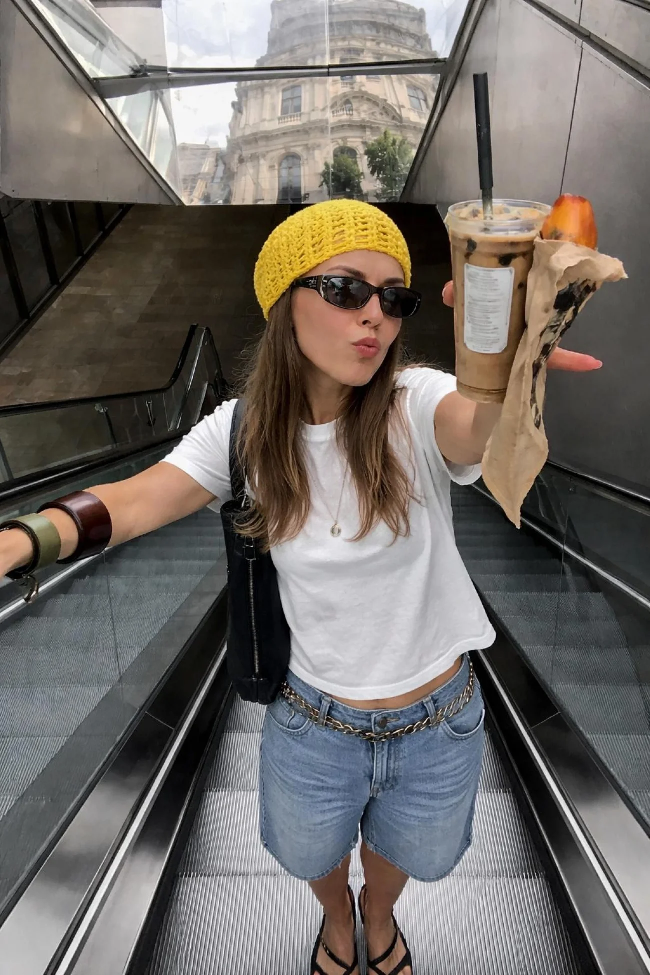 Kadın Sarı El Yapımı Örgü Bandana Bere 842026