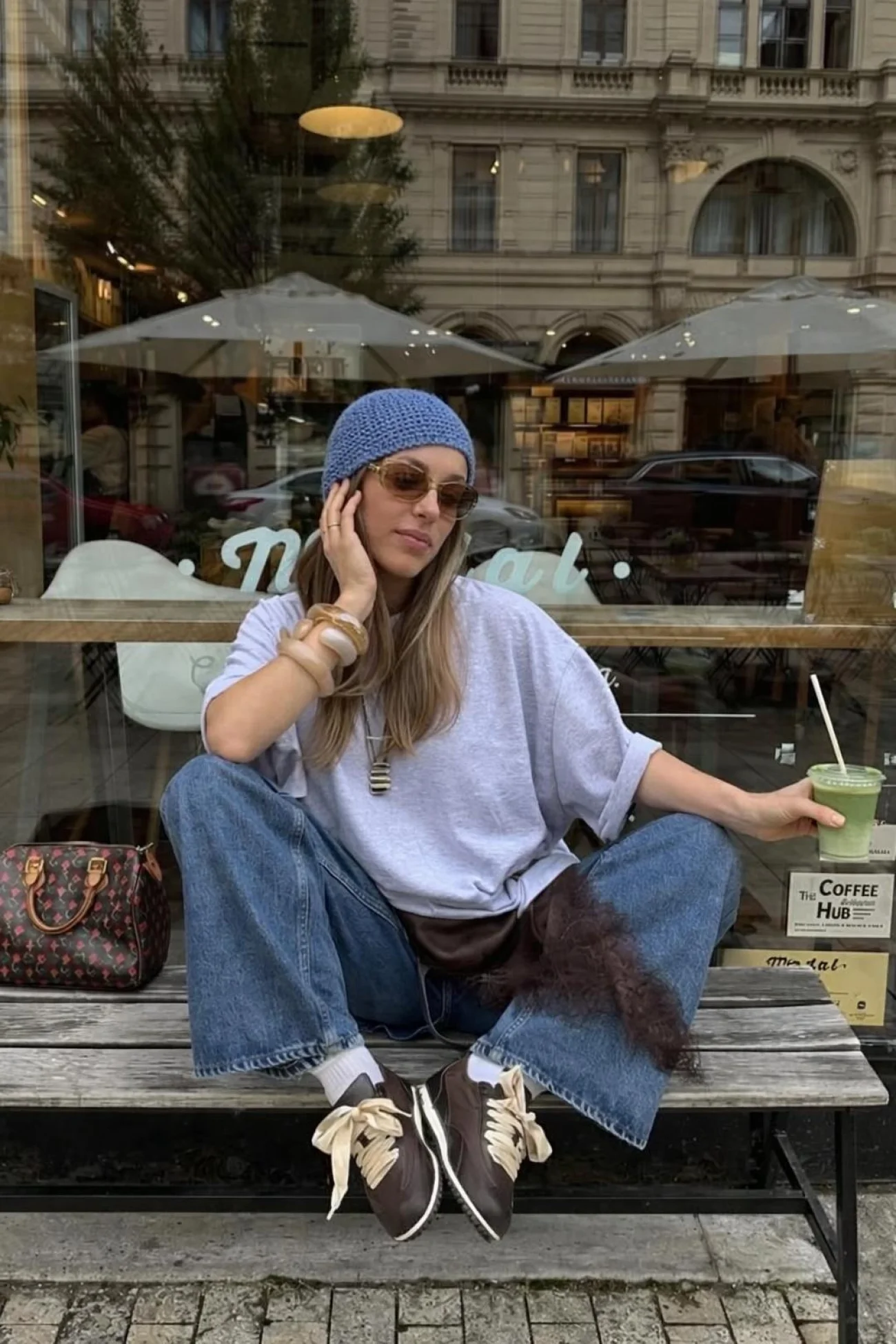 Kadın Mavi El Yapımı Örgü Bandana Bere 842026