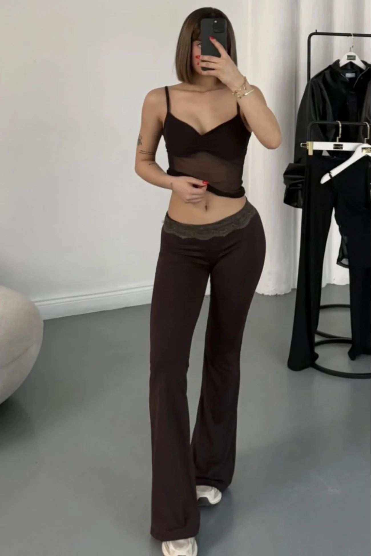 Kadın Kahve Dantelli Askılı Takım 4127