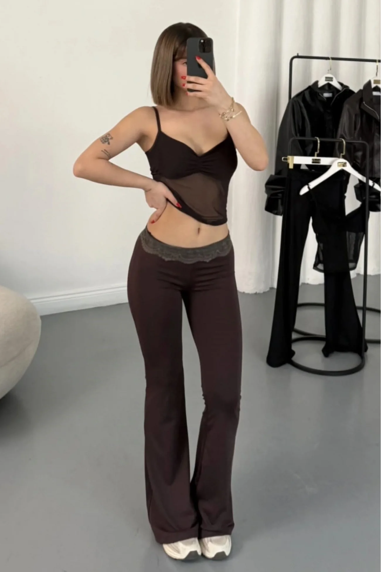 Kadın Kahve Dantelli Askılı Takım 4127