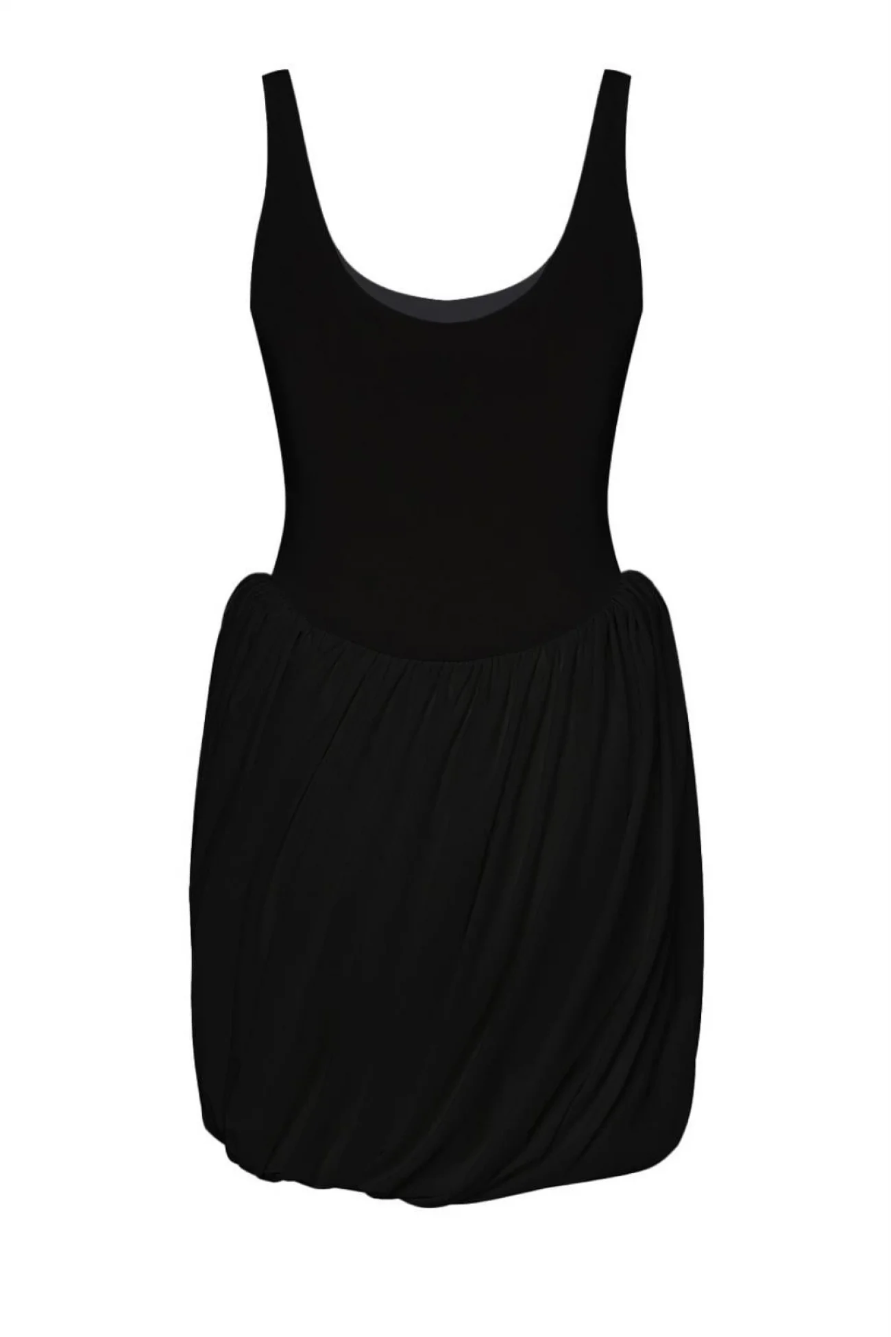 Kadın Siyah Drape Detaylı Siyah Mini Elbise 1026-52412