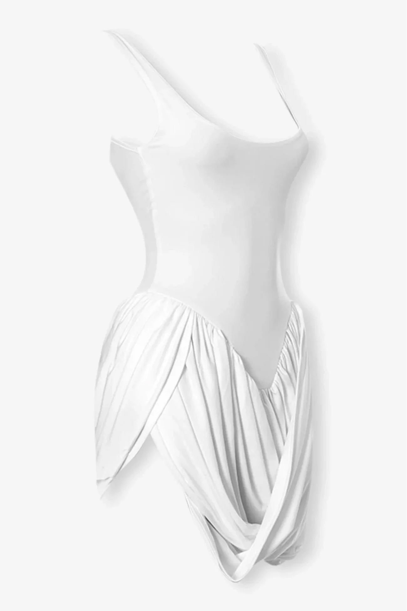 Kadın Beyaz Drape Detaylı Siyah Mini Elbise 1026-52412