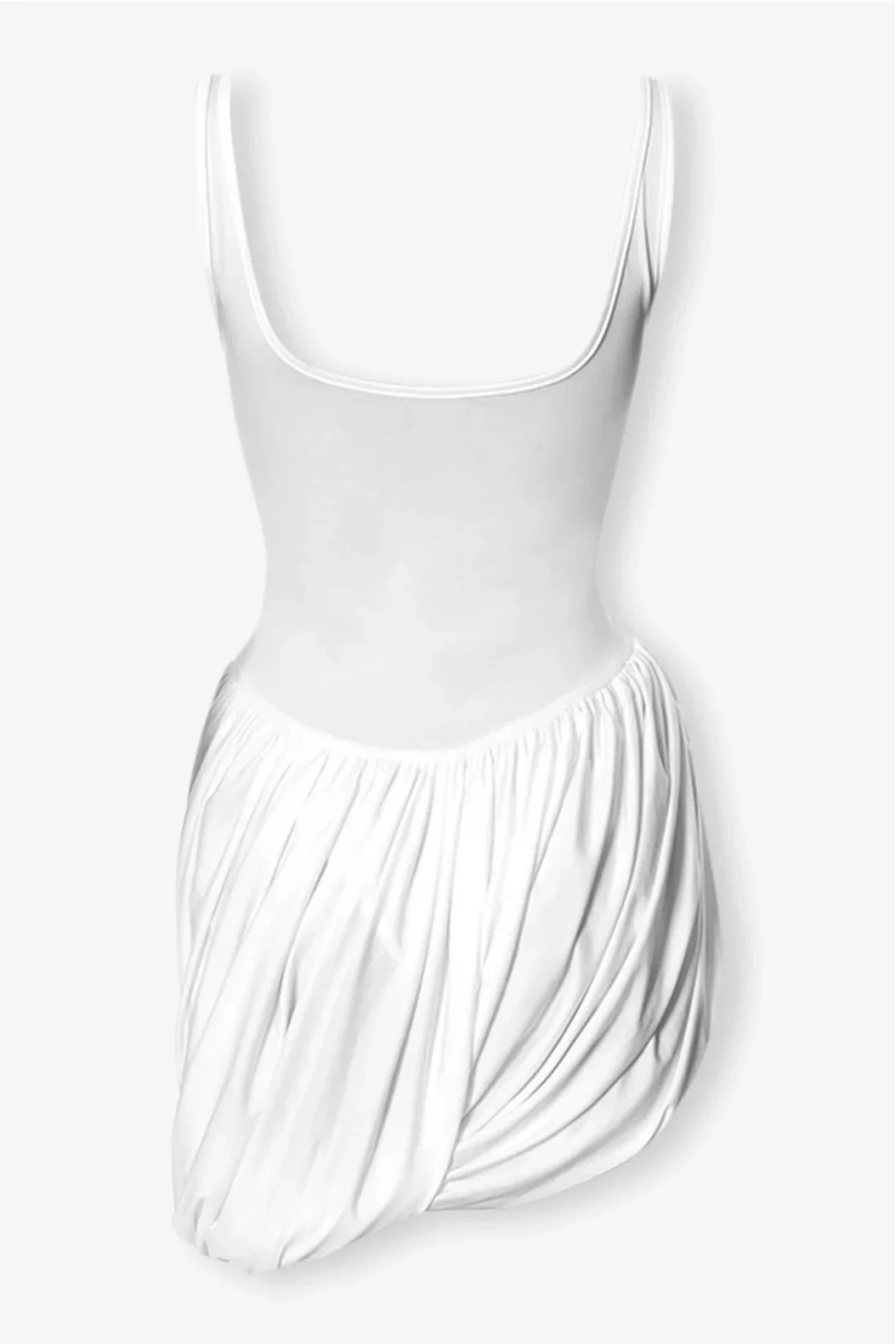 Kadın Beyaz Drape Detaylı Siyah Mini Elbise 1026-52412