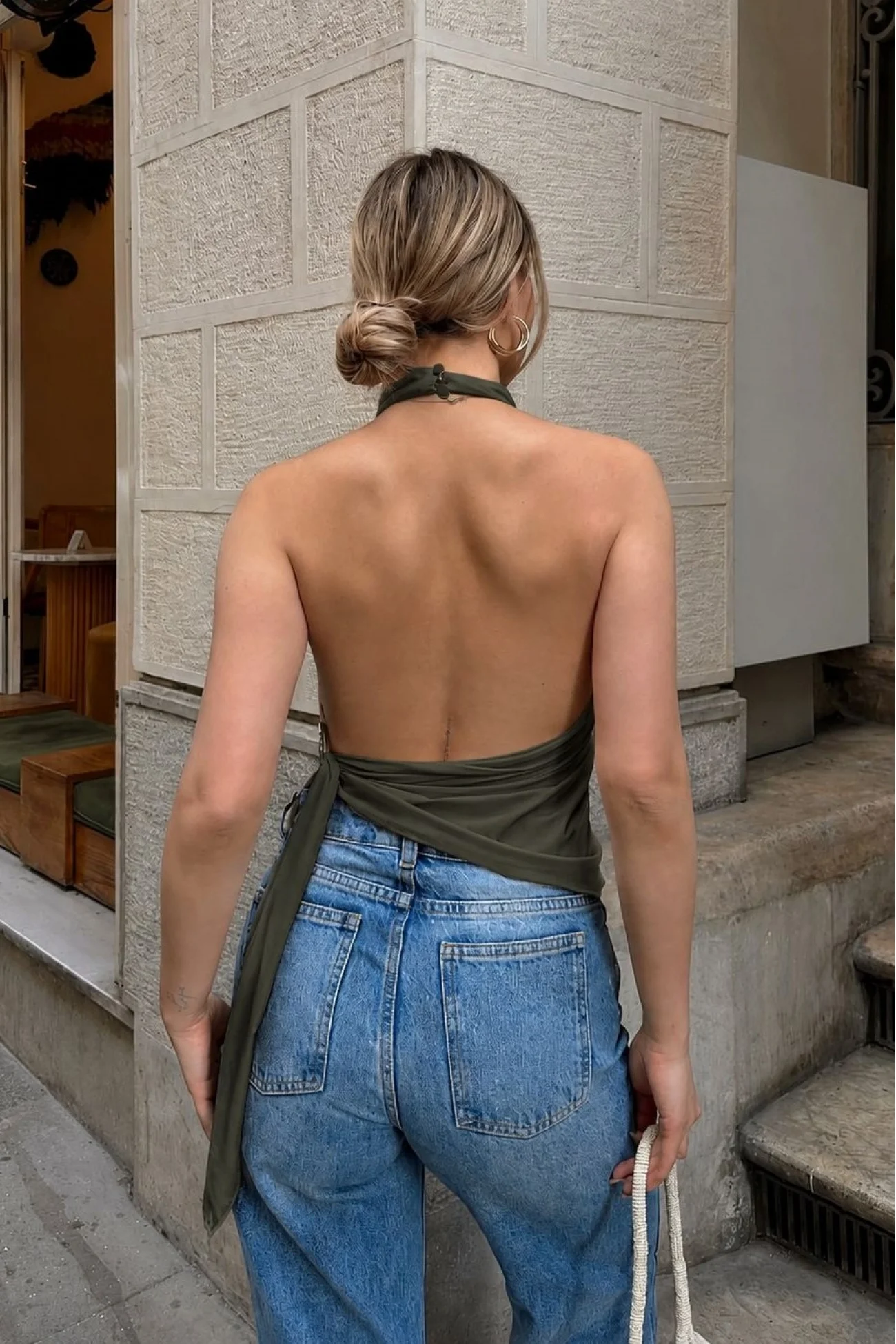 Kadın Haki Tokalı Crop 216