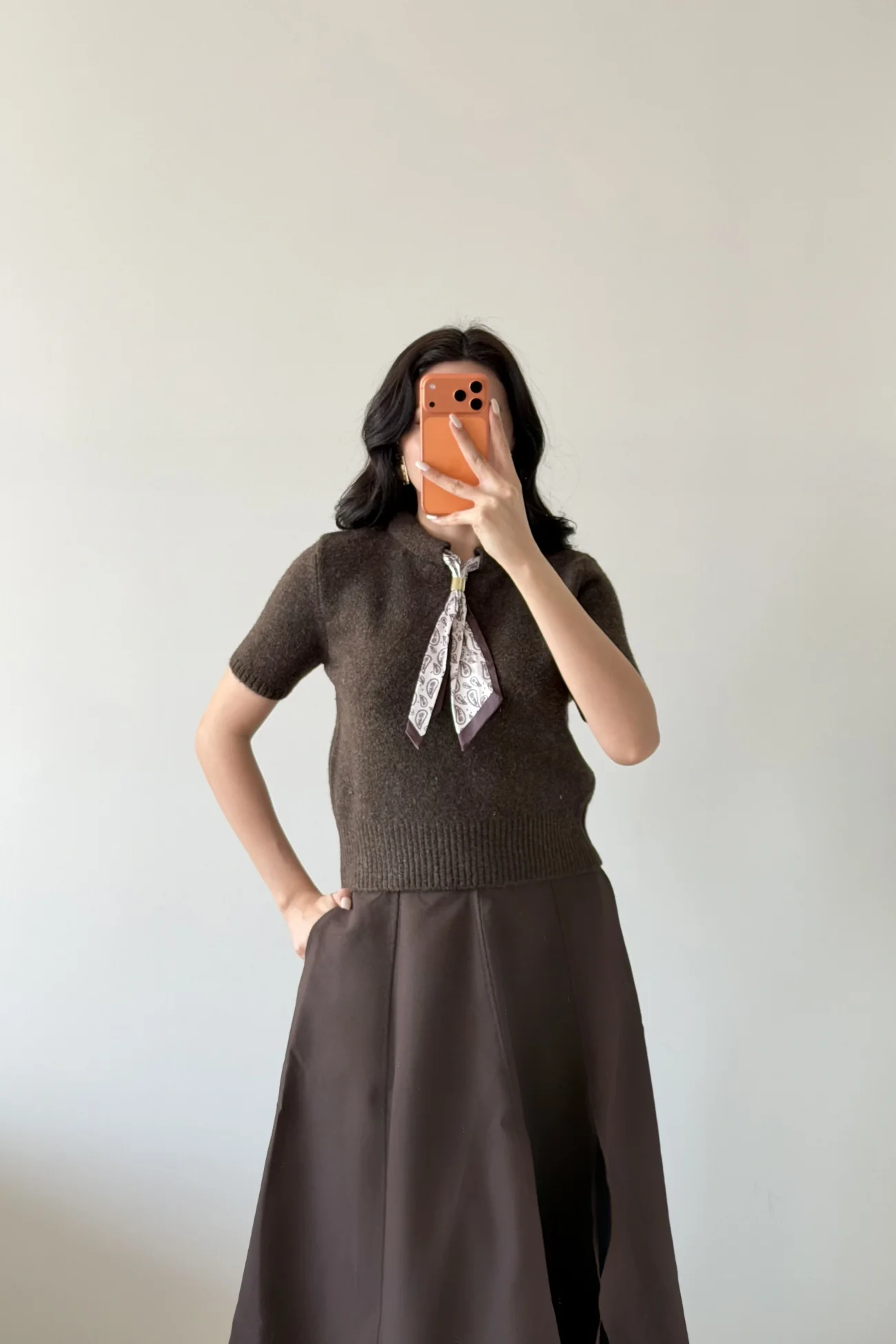 Kadın Antrasit Fularlı Kısa Kol Kazak 1014-2536