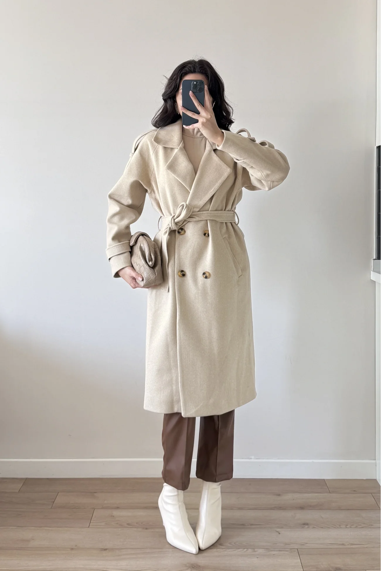 Kadın Bej Kaşe Kaban 3122