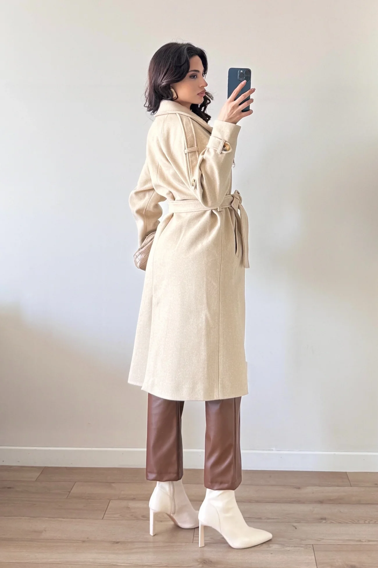 Kadın Bej Kaşe Kaban 3122