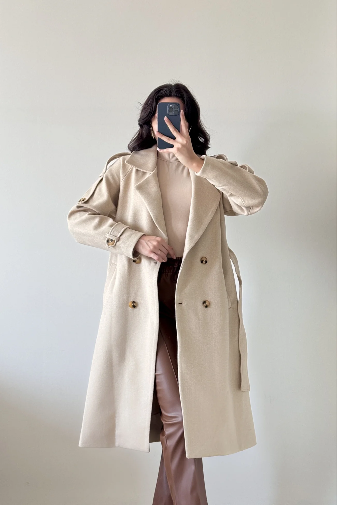 Kadın Bej Kaşe Kaban 3122